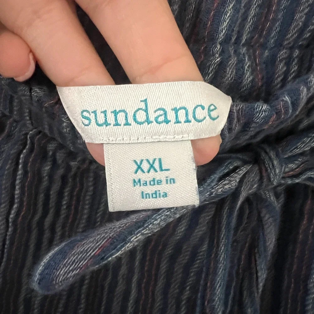 NWT Sundance Sz XXL Campari Pull‎ On Pants Striped Gauzy Cotton Blue Boho Beachy